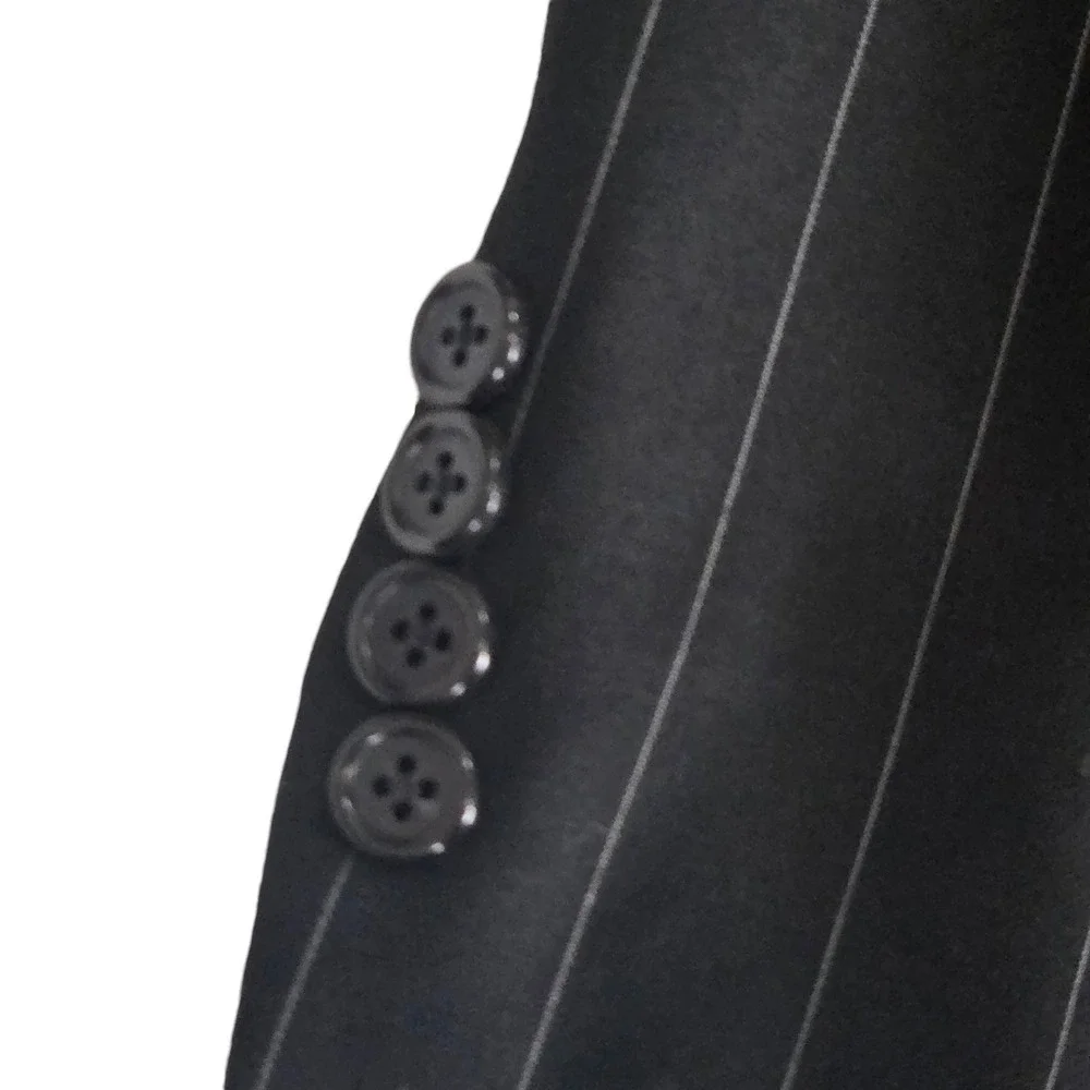 Hickey Freeman Loro Piana Black Pinstripe Tasmanian Wool Black‎  Mens 45R Blazer